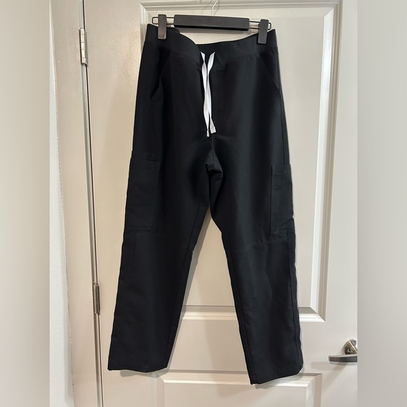 Figs Other - Figs Black Cargo Scrub Pants with White Drawstring